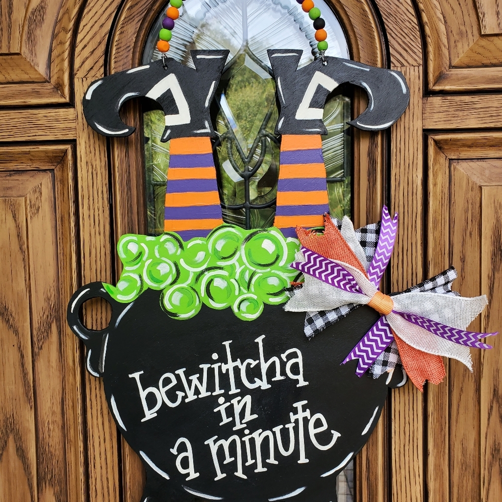 Handmade Halloween Wood Doorhanger.